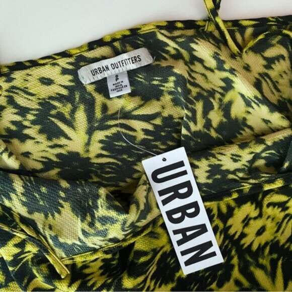 Urban Outfitters | Camille Mini Frock Dress Yellow Green Digitized Floral Print - Picture 13 of 16